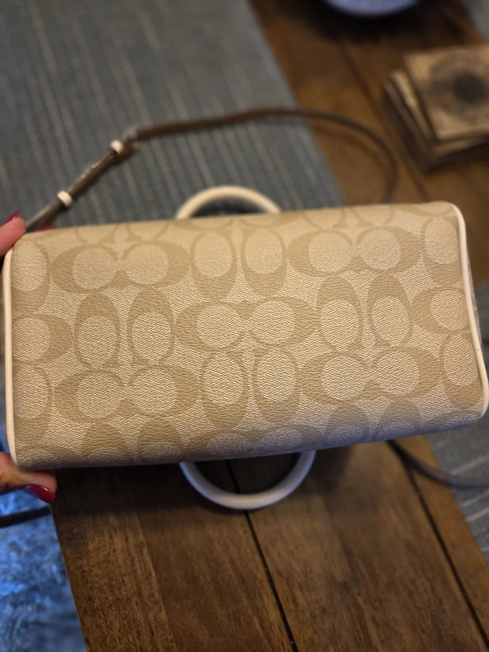 Coach Beige Minnie Mouse Patch Satchel